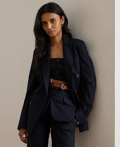Lauren Ralph Women's Suiting-Ryen Double-Breasted Pinstripe Twill Blazer