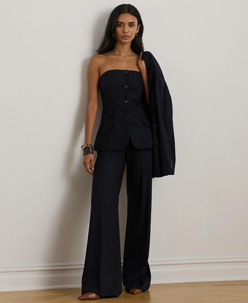 Lauren Ralph Women's Suiting-Caita Pinstripe Wool-Blend Twill Top