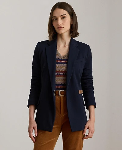 Lauren Ralph Women's Buckle-Trim Herringbone Jacquard Blazer