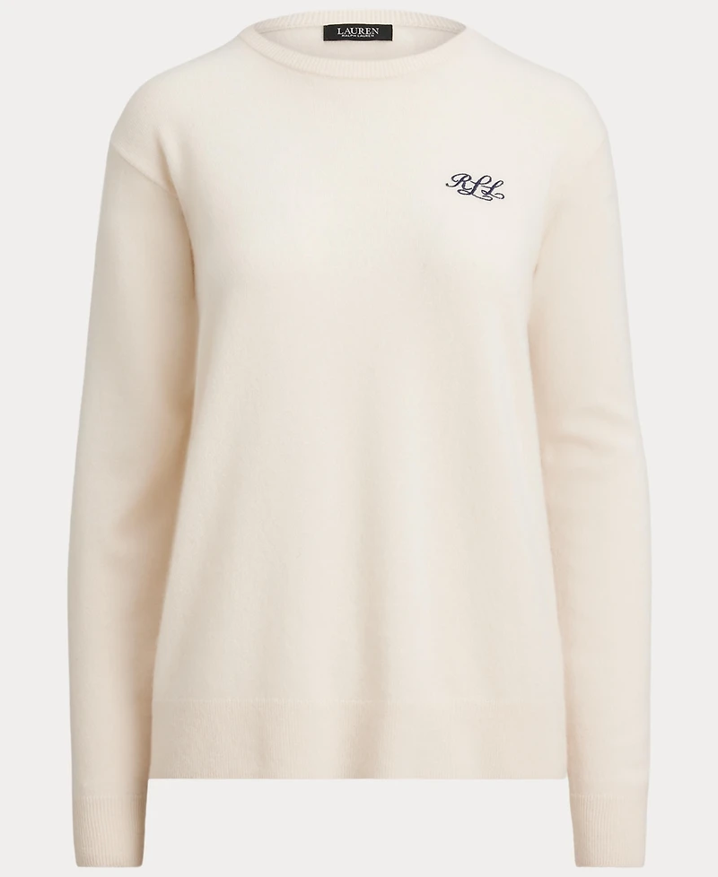 Lauren Ralph Women's Embroidered Cashmere Crewneck Sweater