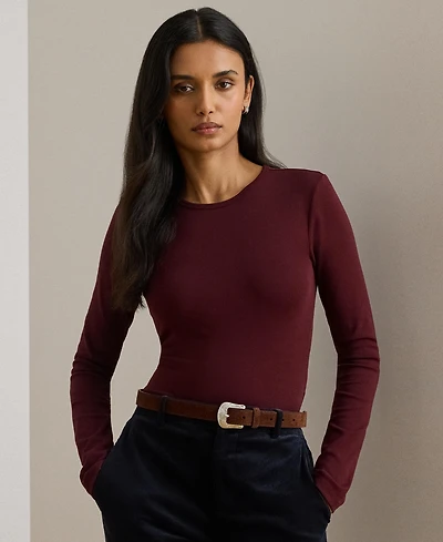 Lauren Ralph Cotton-Blend Long-Sleeve Top