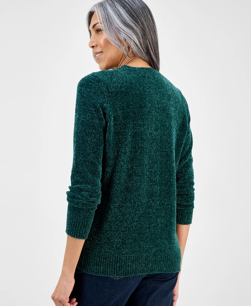 Style & Co Women's Chenille Crewneck Cable-Knit Sweater, Macy's Exclusive