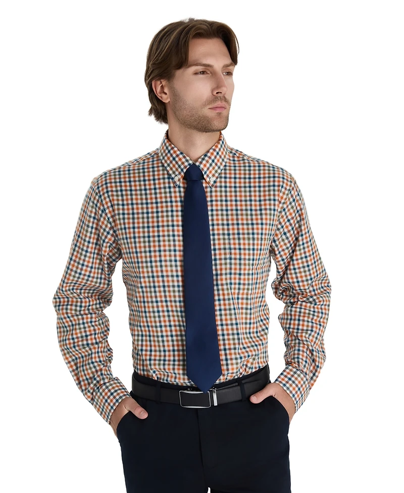 Club Room Men's Fashion Plaid Pattern Poplin Shirt, Macy's Exclusive