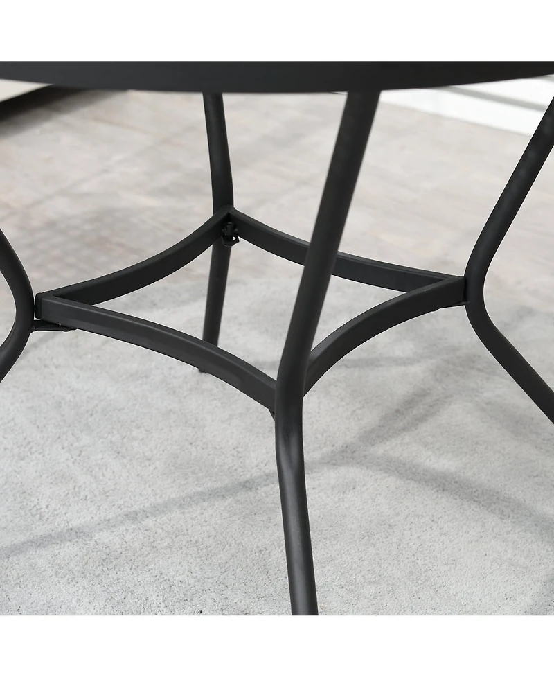 Outsunny 35" Round Outdoor Steel Dining Table w/ Wire Mesh Table Top