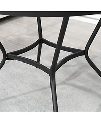 Outsunny 35" Round Outdoor Steel Dining Table w/ Wire Mesh Table Top