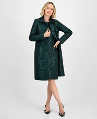 Kasper Women's Damask Peter-Pan-Collar Coat, Regular & Petite