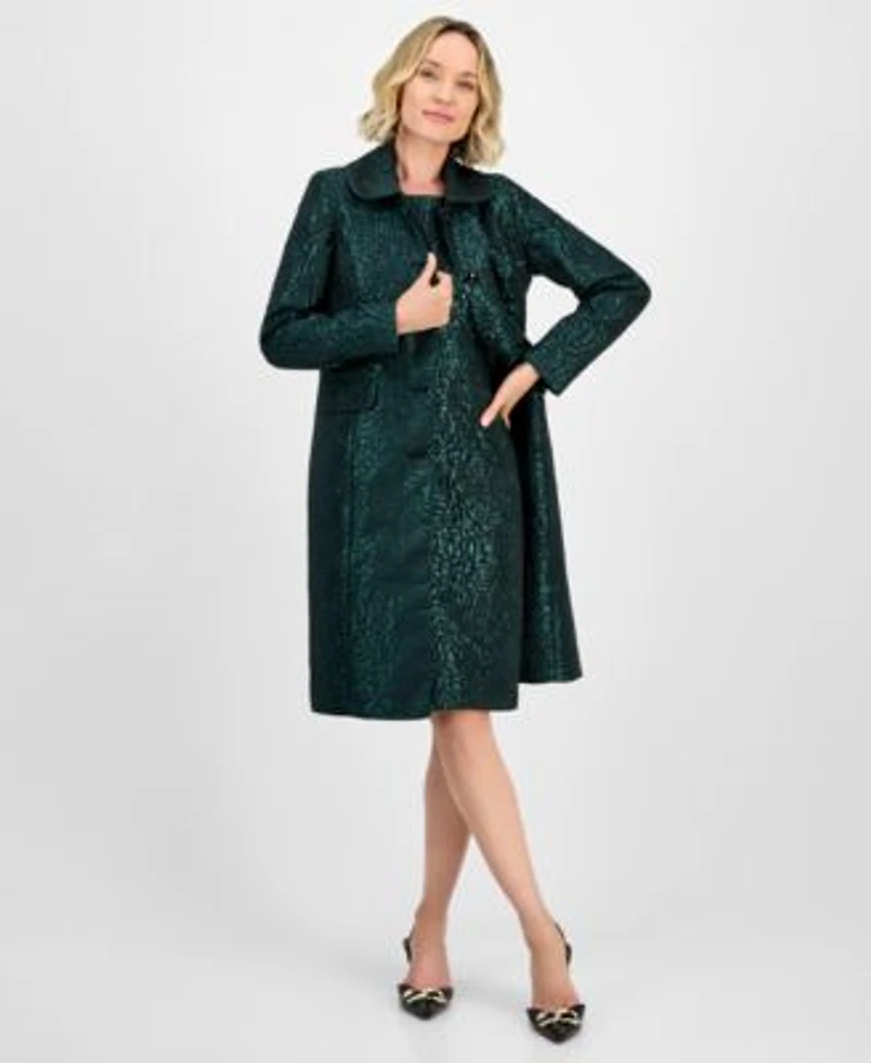 Kasper Floral Jacquard Topper Jacket Sheath Dress