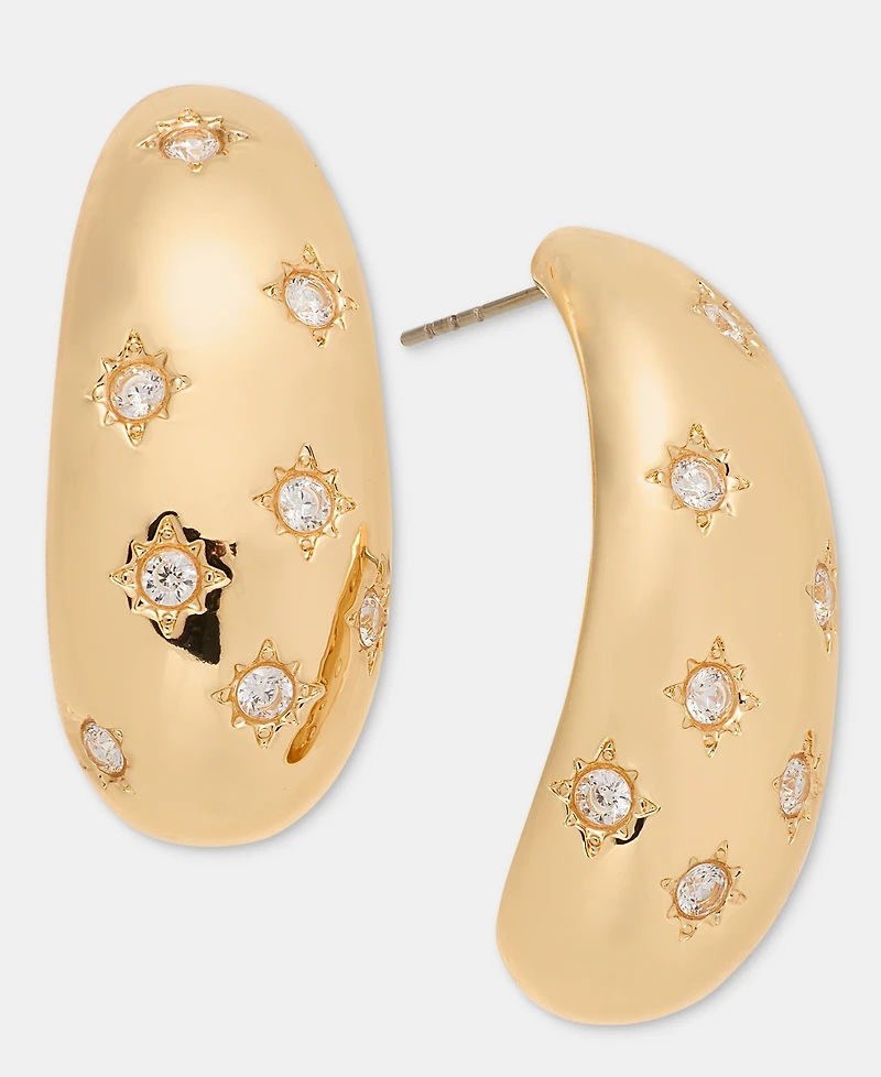 On 34th Pave Star Puffy J-Hoop Earrings, Macy's Exclusive