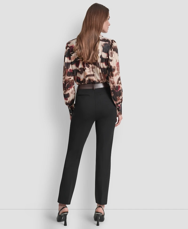 Dkny Women's Straight Pintuck Mid Rise Trousers