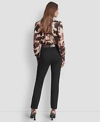 Dkny Women's Straight Pintuck Mid Rise Trousers
