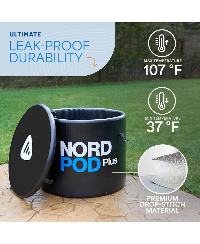 LifePro NordPod Plus Xl Portable Ice Bath Tub – Cold Plunge Tub for Athletes with All-Weather Lid & Air Pump for Outdoor Use