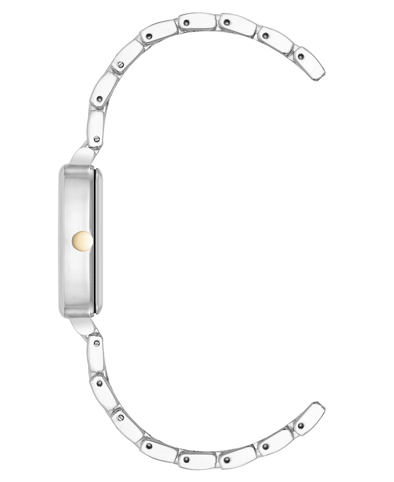 Anne Klein Women's Quartz Cushion Silver-Tone and Gold-Tone Metal Alloy Watch, 26mm