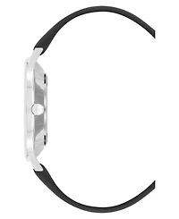 Nine West Women's Quartz Signature Black Leather and Silver-Tone Watch, 34mm