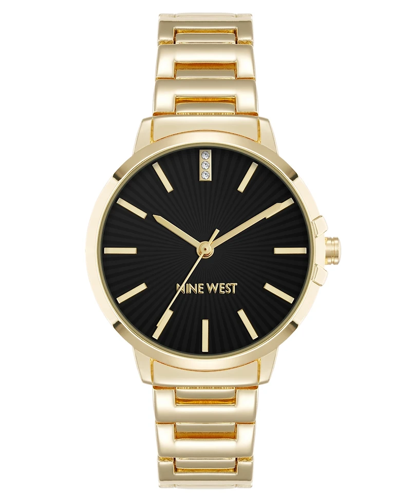 Anne Klein Women's Quartz Classic Black and Gold-Tone Metal Alloy Watch, 35mm