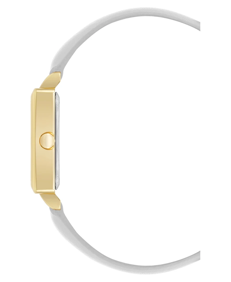 Nine West Women's Quartz White Leather and Gold-Tone Watch, 29mm