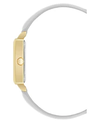Nine West Women's Quartz White Leather and Gold-Tone Watch, 29mm
