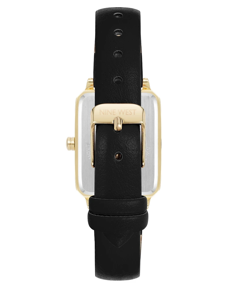 Nine West Women's Quartz Petite Leather and Gold-Tone Watch