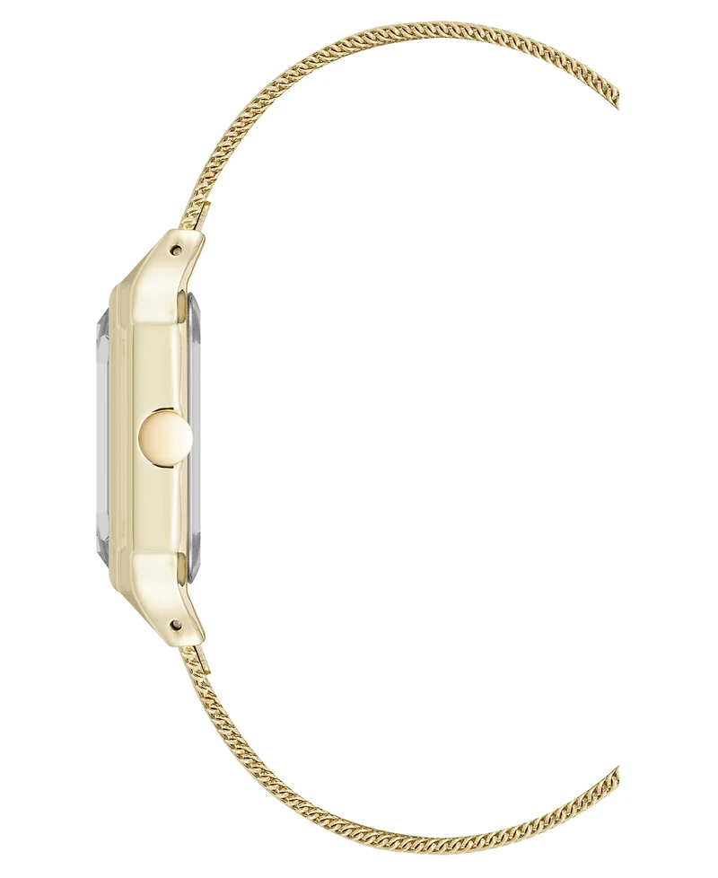 Nine West Women's Quartz Faceted Gold-Tone Stainless Steel Mesh Watch
