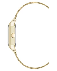 Nine West Women's Quartz Faceted Gold-Tone Stainless Steel Mesh Watch