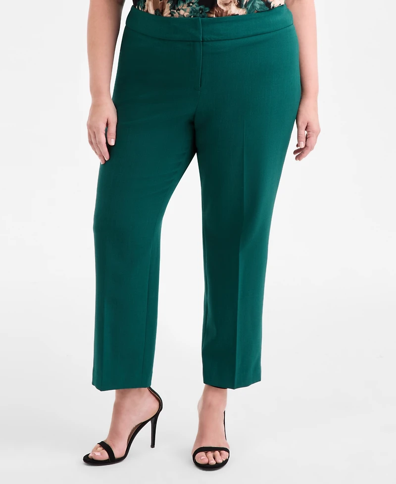Kasper Plus Mid-Rise Straight-Leg Ankle Pants