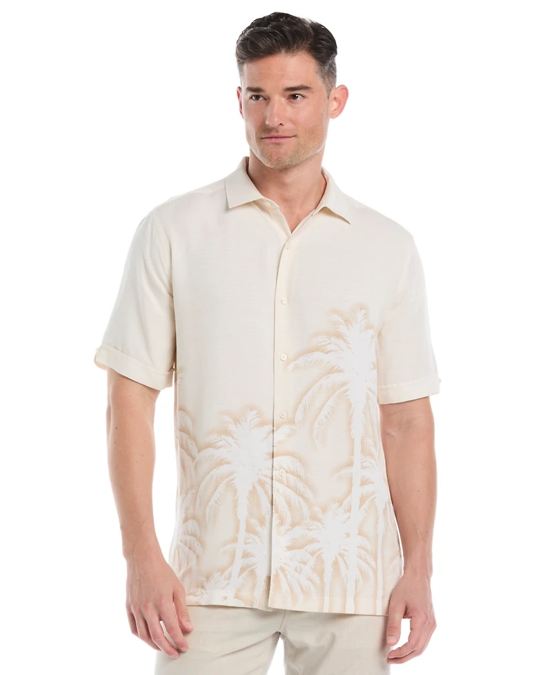 Cubavera Men's Batik Palm Print Short Sleeve Button Down Shirt