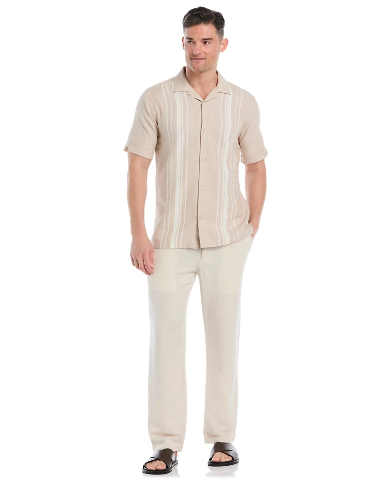 Cubavera Men's Yarndye Panels Dobby Short Sleeve Button Down Shirt