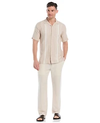 Cubavera Men's Yarndye Panels Dobby Short Sleeve Button Down Shirt