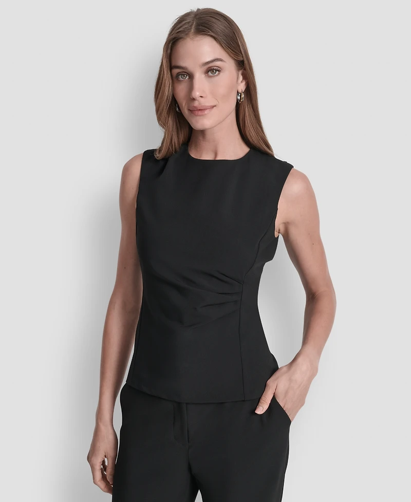 Dkny Women's Ruched Side Structured Sleeveless Top