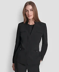 Dkny Women's Mandarin Collar Open Front Blazer