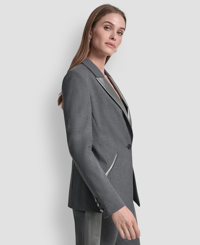 Dkny Women's Notch Collar One-Button Tuxedo Jacket
