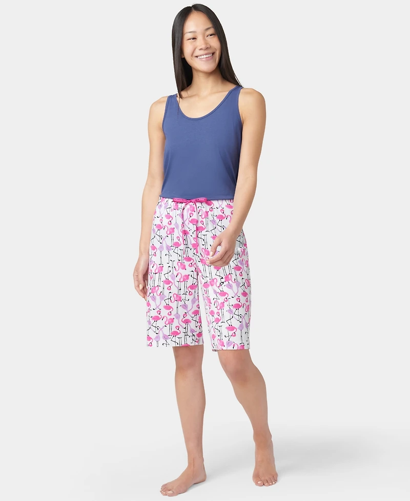 Hue Women's Flamingo Strut Drawstring Bermuda Pajama Shorts