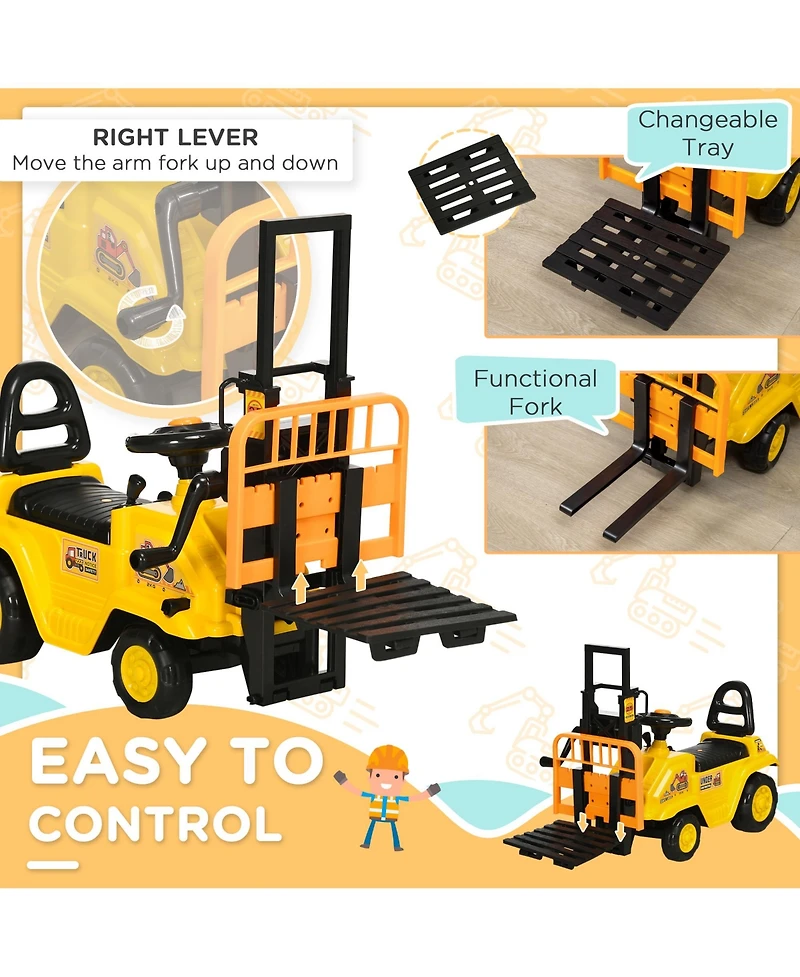 Aosom Sit and Scoot Ride-on Toy with Forklift Operation, for 3-4 Years Old