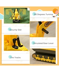 Qaba Kids Ride on Tractor with Storage, Excavator Scooter Gift for Kids