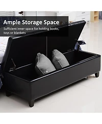 Homcom Storage Ottoman Bench 3-seater Pu Leather Furniture Foot Stool