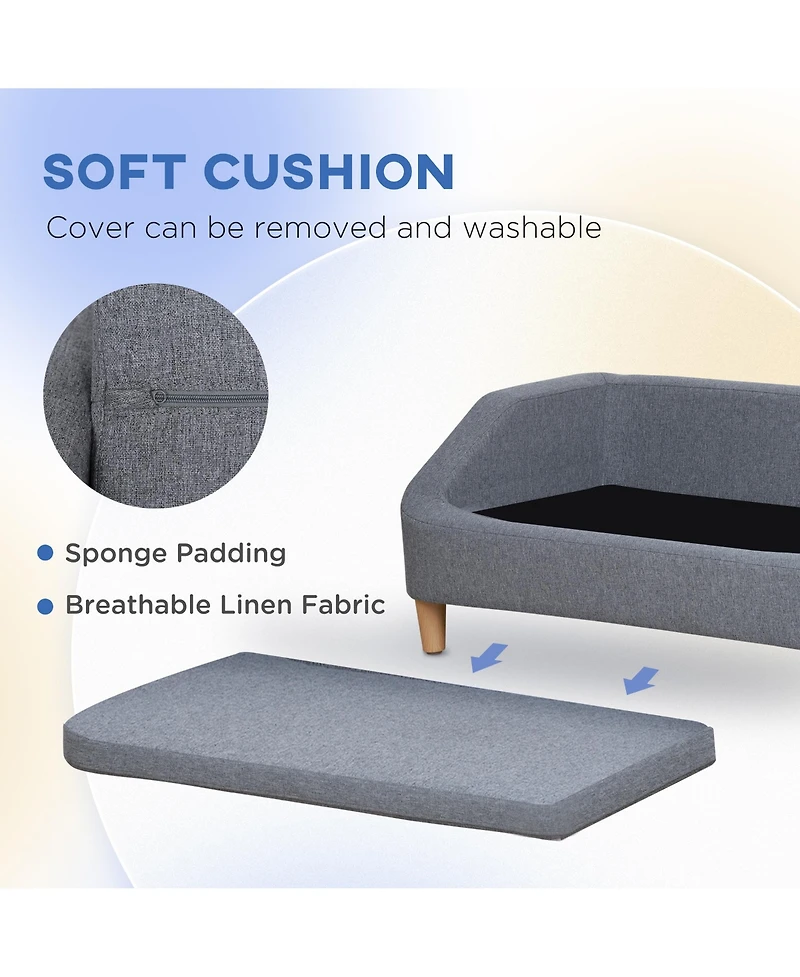 PawHut 38" Elevated Dog Sofa for Dogs Up to 55 lbs,