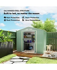 Outsunny 7' x 4' Outdoor Galvanized Metal Garden Storage Shed, Light