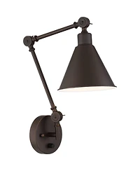 360 Lighting Wray Modern Industrial Swing Arm Wall Lamps Set of 2 Dark Bronze Plug-in 6" Light Fixture Up Down for Bedroom Reading Living Room Ha