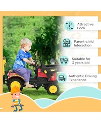 Aosom Kids Ride On Excavator/Bulldozer, Pedal Car Digger Toy
