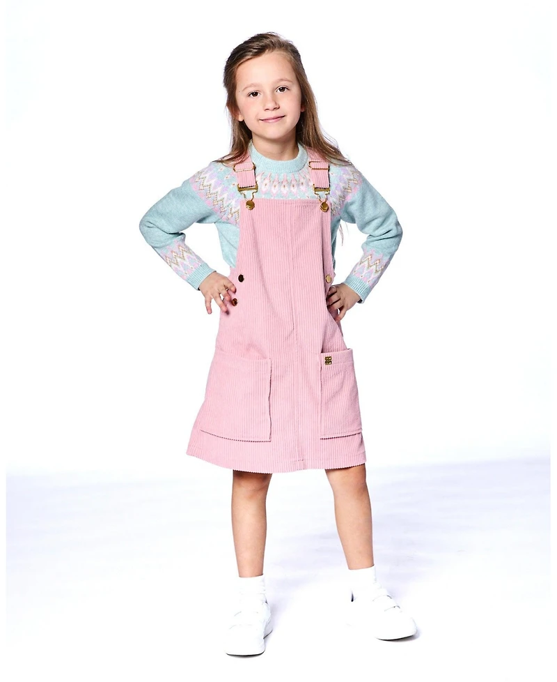 Deux par Big Girls Corduroy Overall Dress Dusty Pink