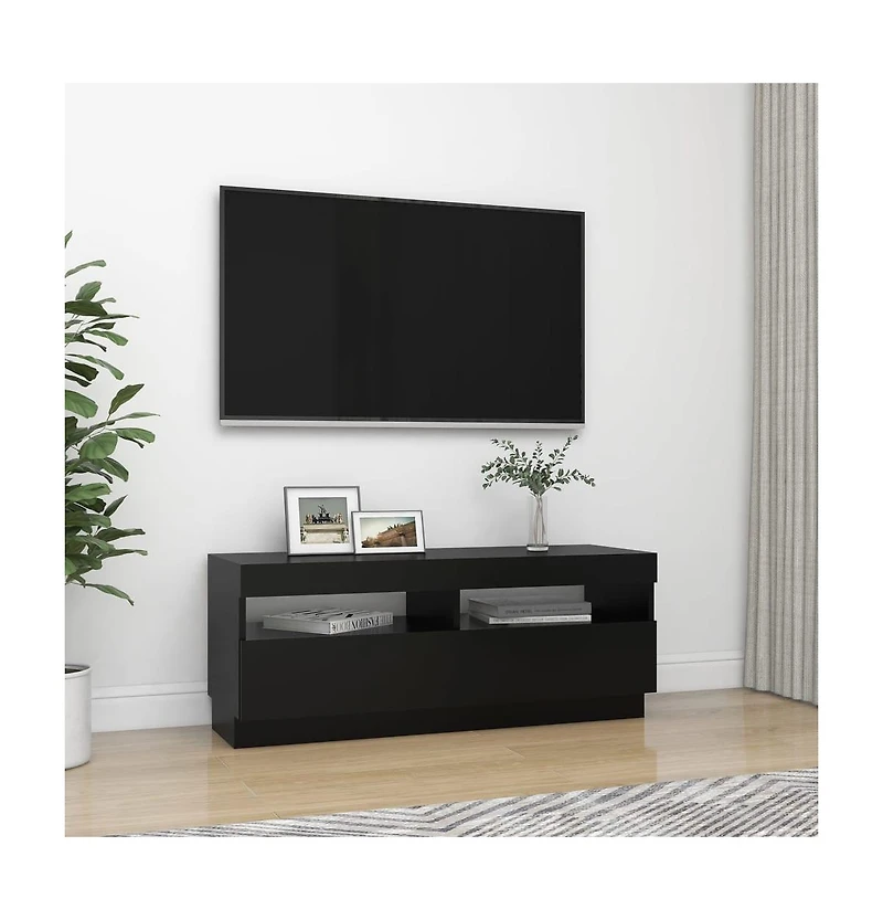 Tv Stand with Led Lights Black 39.4"x13.8"x15.7"