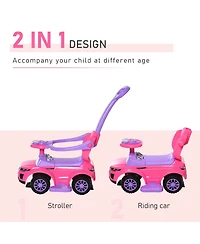 Aosom 3 in 1 Push Car, Sliding Car with Horn Music Light