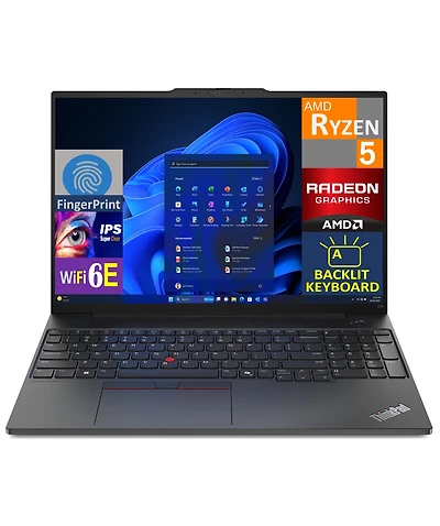 Lenovo Thinkpad E16 Gen 2 Laptop (Amd Ryzen 5 7535U 6-Core, 32GB DDR5 4800MHz Ram, 1TB PCIe Ssd, 16.0" 60 Hz Fp,Bt, Black, Win 11 Pro)