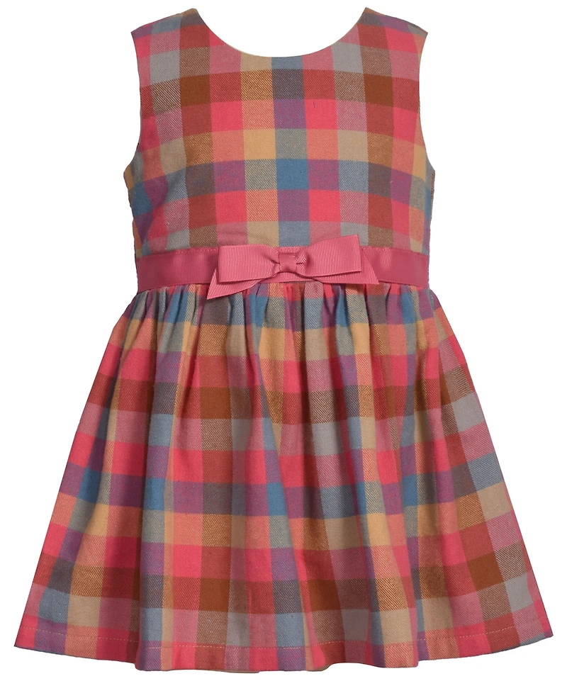Bonnie Baby Girls 2-Piece Embroidered Sweater and Plaid Dress Set