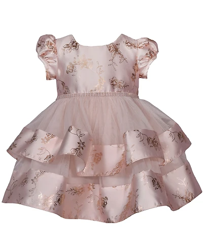 Bonnie Baby Girls Foiled Floral Tiered Party Dress
