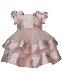 Bonnie Baby Girls Foiled Floral Tiered Party Dress