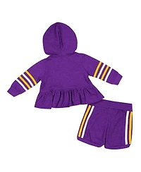 Colosseum Baby Boys and Girls 2-Piece Purple Lsu Tigers Spoonful Full-Zip Hoodie Shorts Set