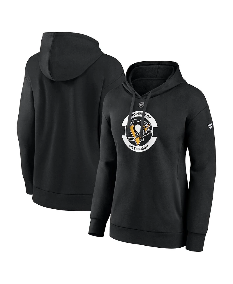 Fanatics Women's Black Pittsburgh Penguins Authentic Pro Core Secondary Fleece Pullover Hoodie
