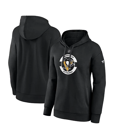 Fanatics Women's Black Pittsburgh Penguins Authentic Pro Core Secondary Fleece Pullover Hoodie