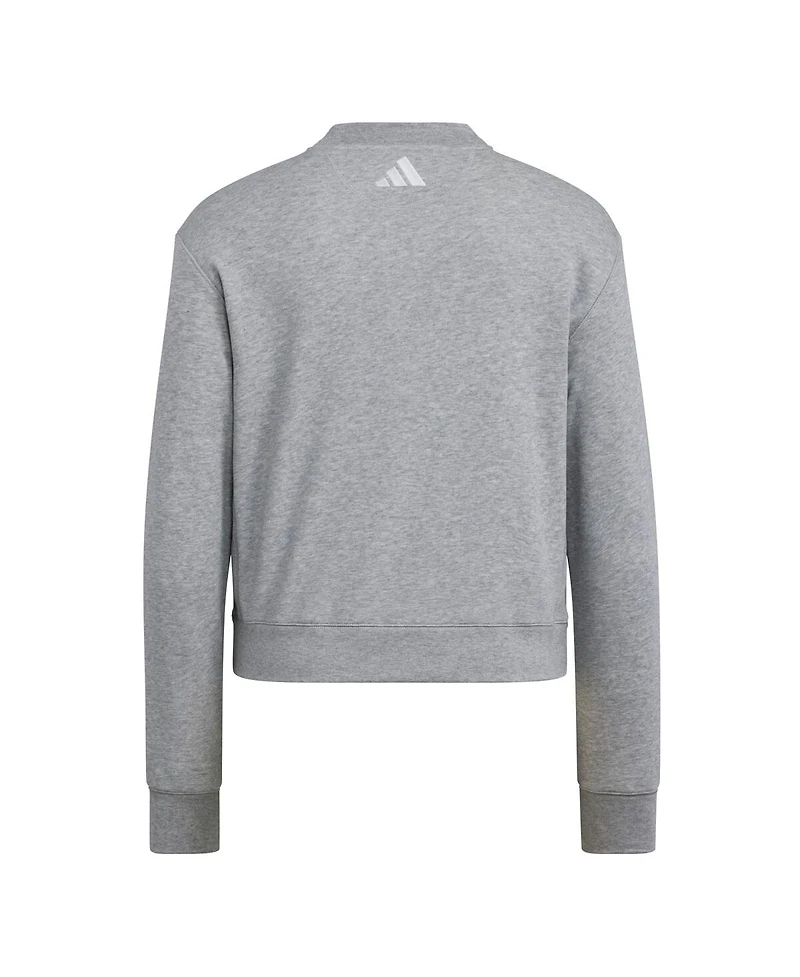 Adidas Women's Gray Miami Hurricanes Pullover Crewneck Sweatshirt