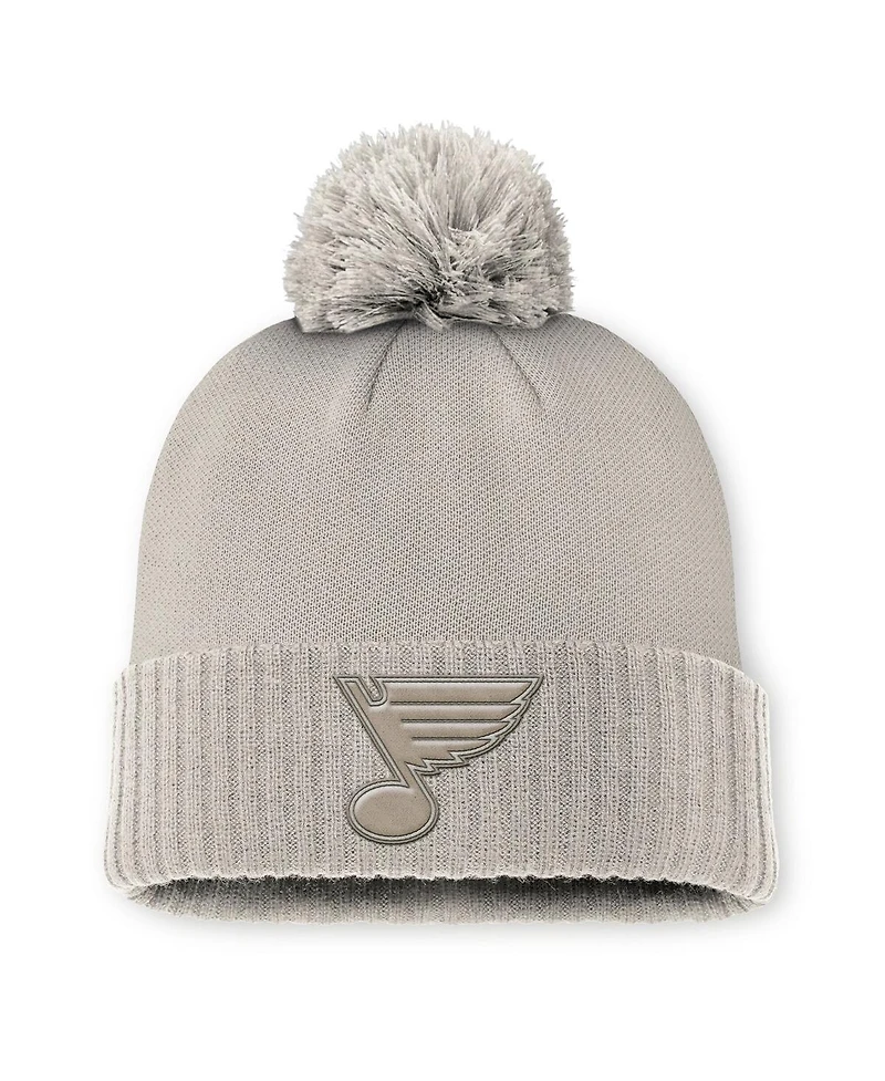 Fanatics Women's Tan St. Louis Blues Authentic Pro Road Cuffed with Pom Knit Hat